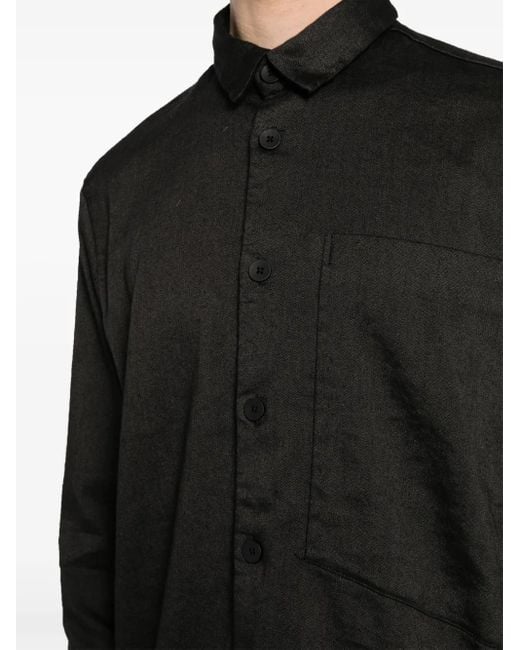 Transit Black Patch-Pocket Button-Up Shirt for men