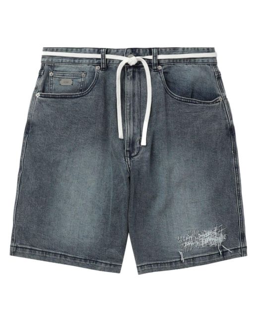 Izzue Gray Distressed Denim Shorts for men