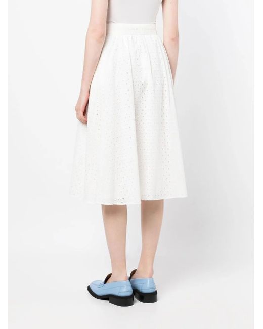 KENZO White Flared Perforated Skirt