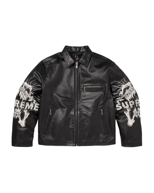 Supreme Black X Yohji Yamamoto Leather Jacket for men