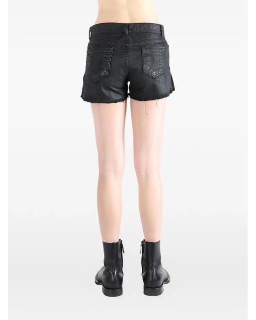 Rick Owens Black Fringed-Hem Shorts