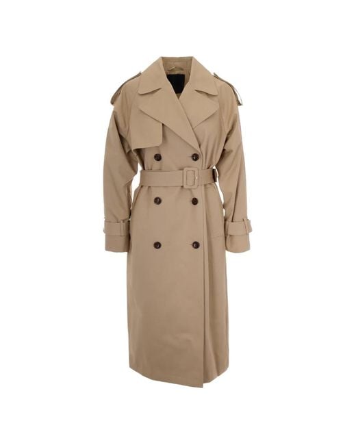 Liu Jo Natural Trench Coat With Bejewelled Embellishment