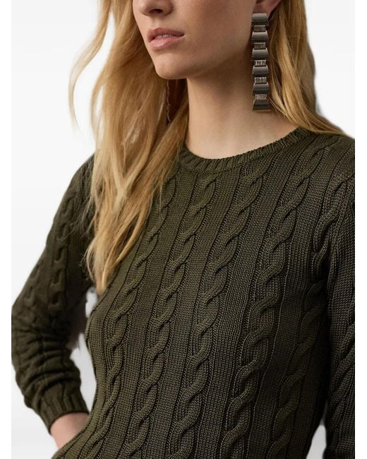 Polo Ralph Lauren Green Cable-Knit Silk-Blend Crewneck Jumper