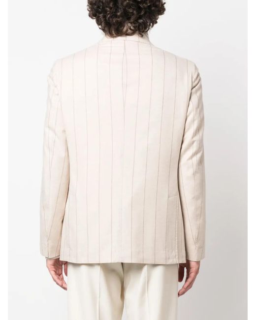 Eleventy Natural Pinstriped Single-Breasted Blazer for men