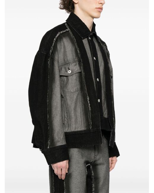 Feng Chen Wang Black Deconstructed Denim Jacket