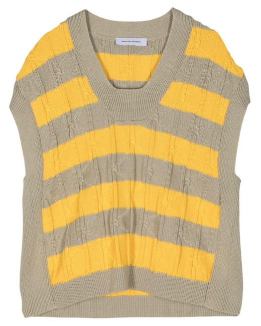 Striped V-neck vest Kiko Kostadinov pour homme en coloris Yellow