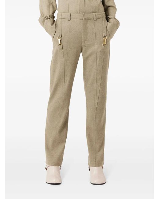 Stella McCartney Natural Hardware-Detail Flannel Wool Trousers