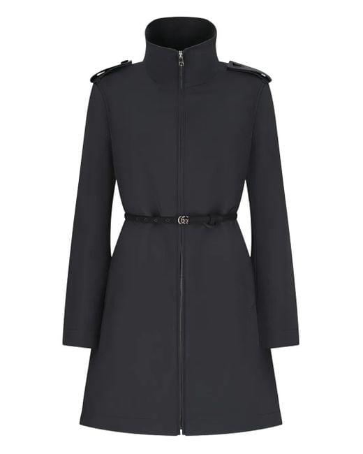 Gucci Black Zip-Front Belted Coat