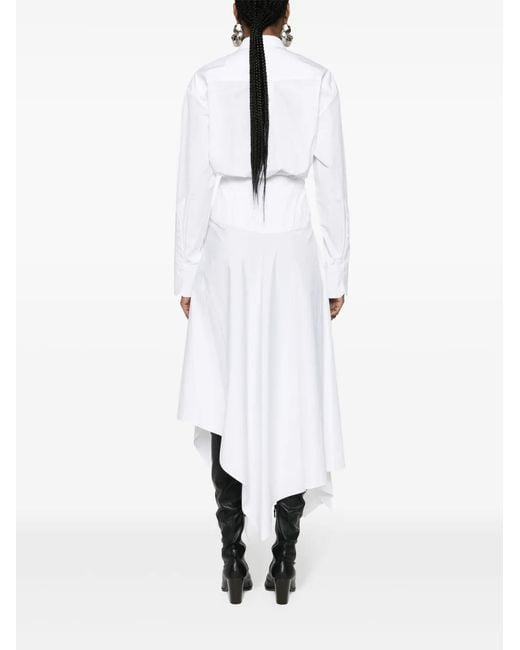 Mugler White Poplin Midi Dress