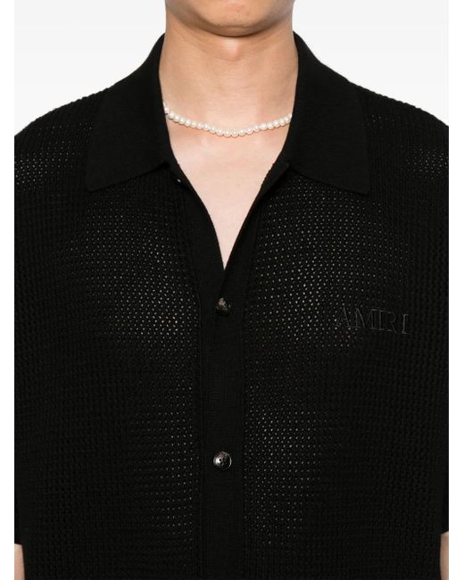 Amiri Black Crochet-Knit Mesh Shirt for men