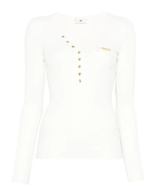 Elisabetta Franchi ボタンディテール トップ White