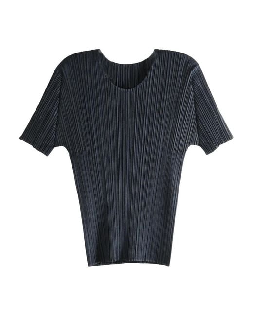 Pleats Please Issey Miyake Black Pleated T-Shirt
