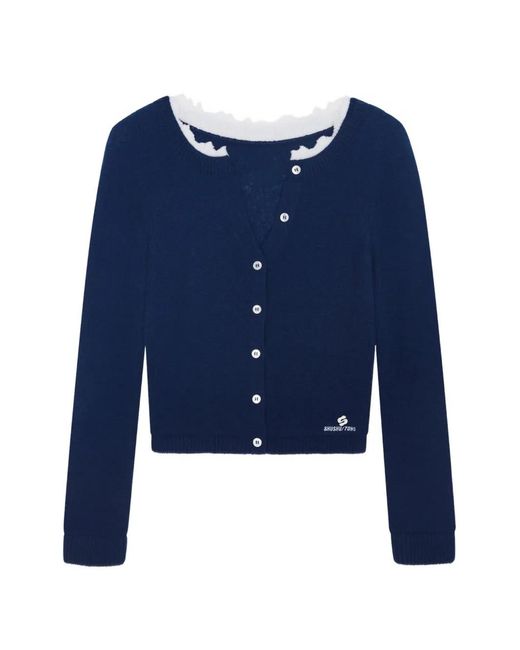 ShuShu/Tong Blue Ruffle-Trim Button-Up Cardigan