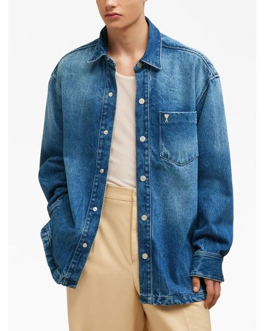 AMI Ami De Coeur Denim Jack in het Blue