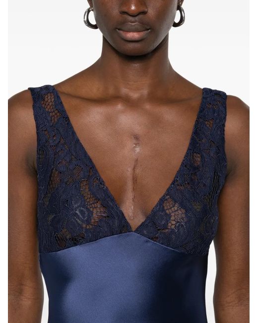 Atu Body Couture Blue Lace V-Neck Maxi Dress