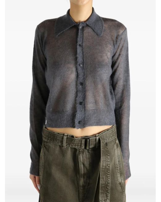 Auralee Black Buttoned Collared Cardigan