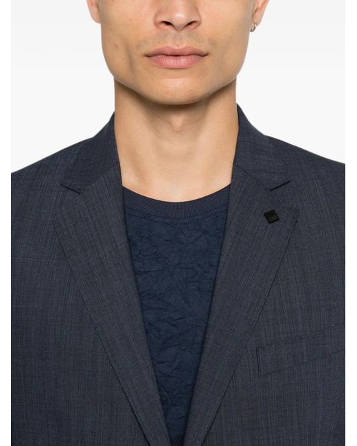 Karl Lagerfeld Blue Single-Breasted Notch-Lapel Blazer for men