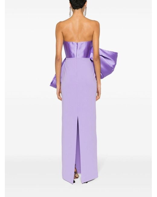 Solace London Purple Maeve Bow-embellished Gown