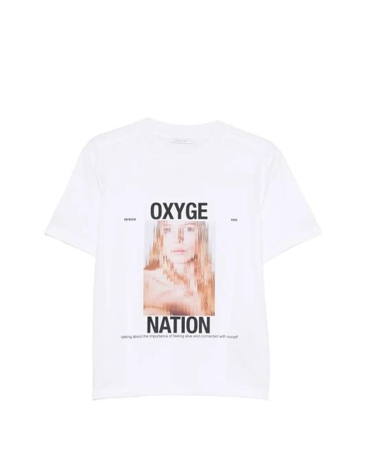Patrizia Pepe White Graphic Print T-Shirt