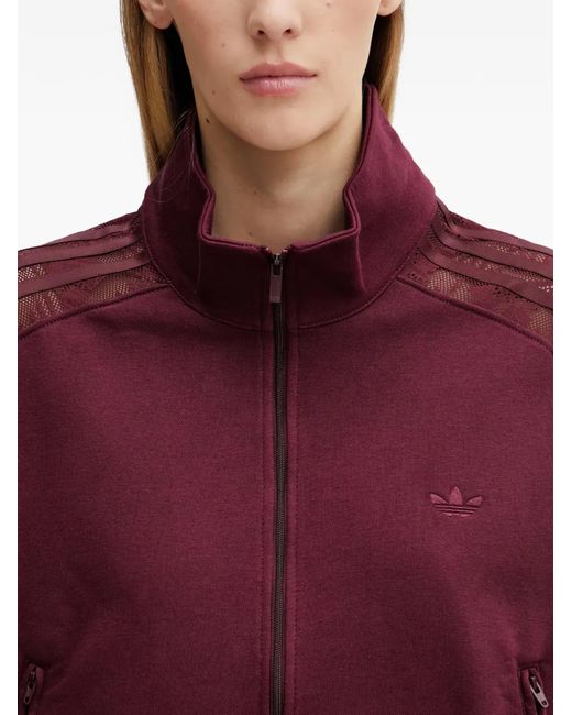 Adidas Red Firebird Lace-Panel Zip Jacket