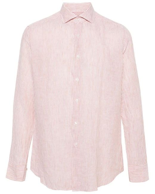 Dell'Oglio Pink Chemise Rayée En Lin for men