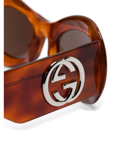 Gucci Brown Oval-Frame Sunglasses