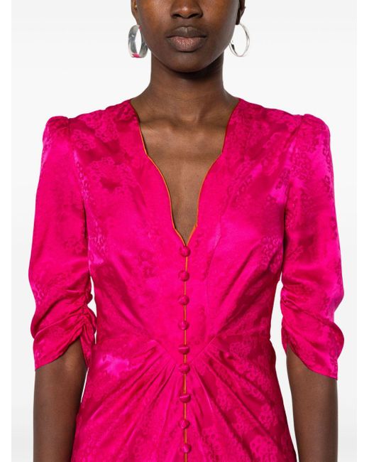 Saloni Pink Floral-print Silk Maxi Dress