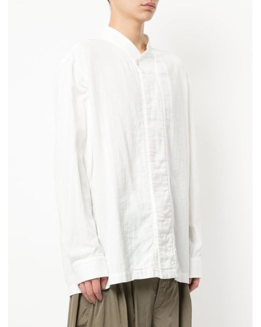 Issey Miyake Mandarin Collar Shirt in White for Men | Lyst