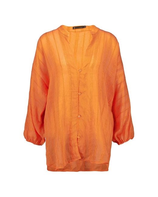 ViX Orange Yana Vertical-Stripe Blouse