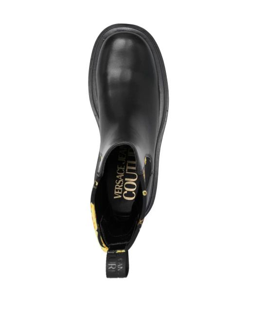 Versace Jeans Couture Black Baroque-Print Ankle Boots