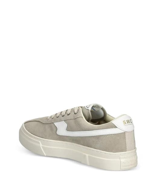 Stepney Workers Club Gray Dellow S-Strike Cup Suede-Panelled Lace-Up Sneakers