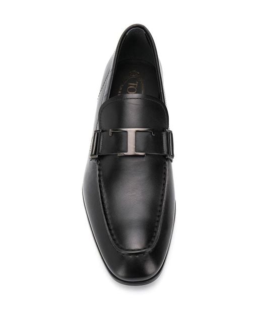 Tod's black leather loafers new arrivals
