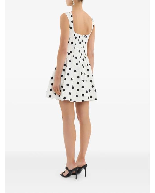 Rebecca Vallance White Square Neck Polka Dot Maisie Mini Dress