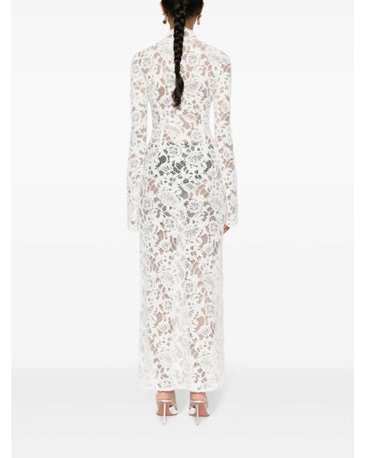 MANURI White Sally Lace Midi Dress