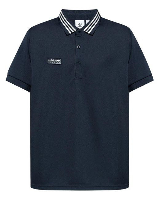Adidas Blue Logo-appliqué Piqué Polo Shirt for men