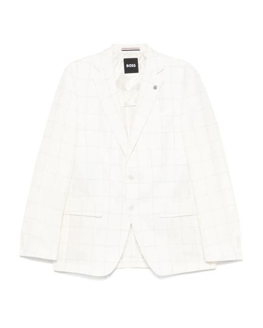 Boss White Checked Blazer for men