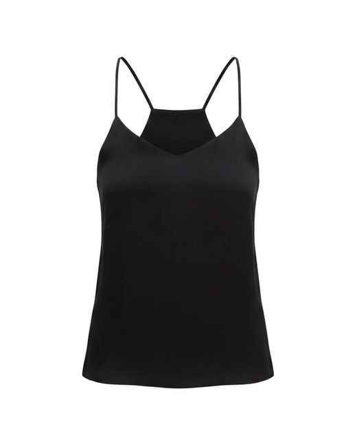 Twinset Black Satin Top With Thin Shoulder Straps