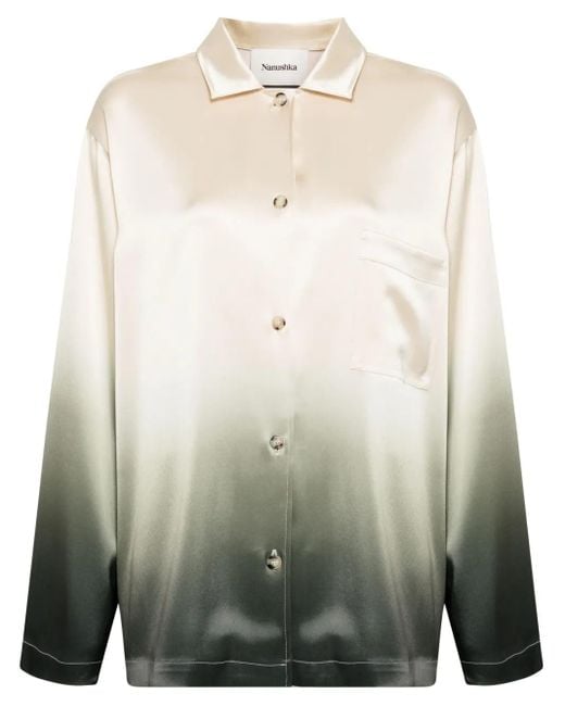 Nanushka Natural Jelmer Ombré-Effect Satin Shirt