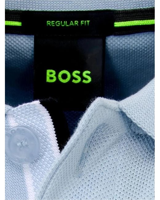 Boss Blue Logo-Embroidered Tipped Polo Shirt for men