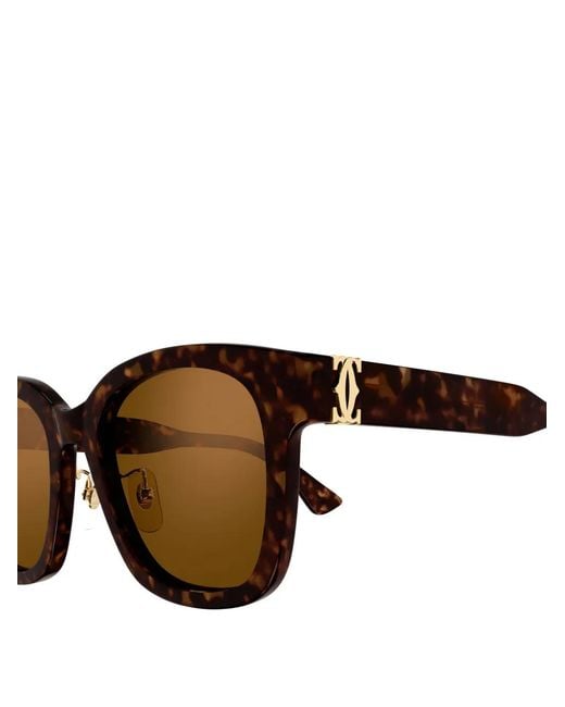 Cartier Brown Tortoiseshell-Effect Square-Frame Sunglasses