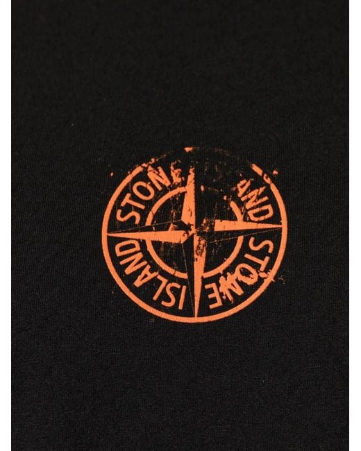 Stone Island Black Logo-Print T-Shirt for men