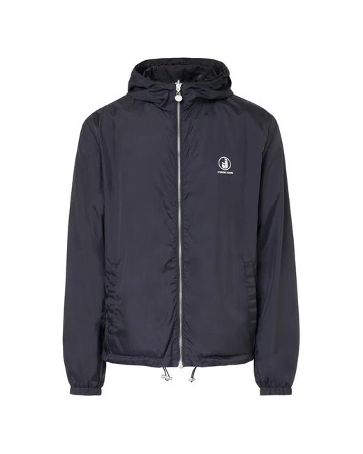 Iceberg Blue Logo-Print Hooded Jacket for men