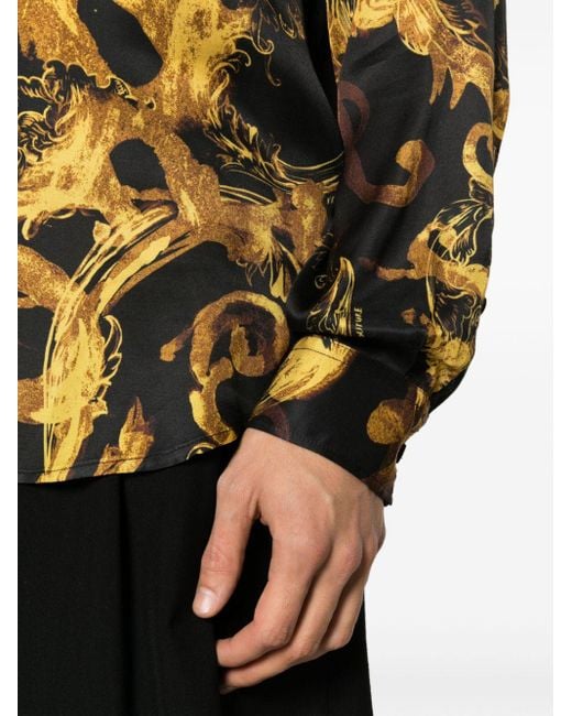 Camisa con estampado abstracto Versace de hombre de color Black