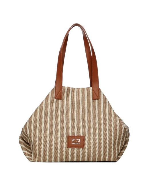 V73 Natural Striped Shoulder Bag