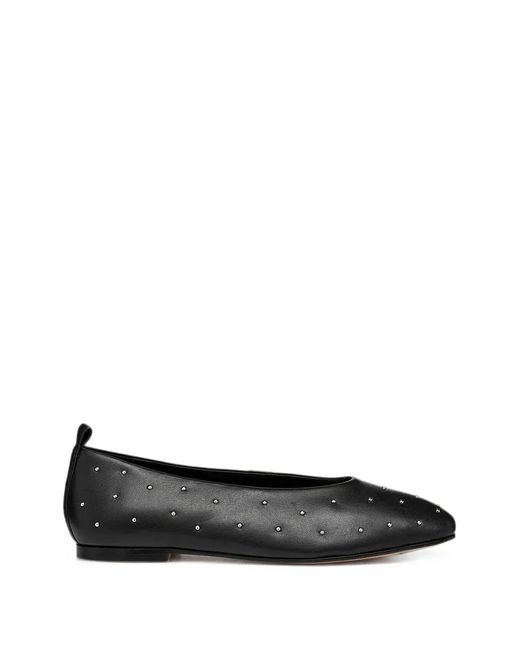 Geox Black Marsilea Stud-Embellished Leather Ballet Flats