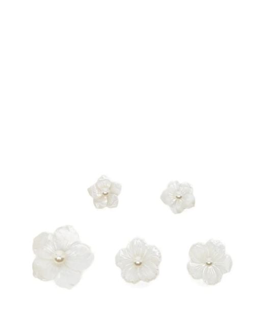 Jennifer Behr White Floral-Detail Mother-Of-Pearl Hair Pins