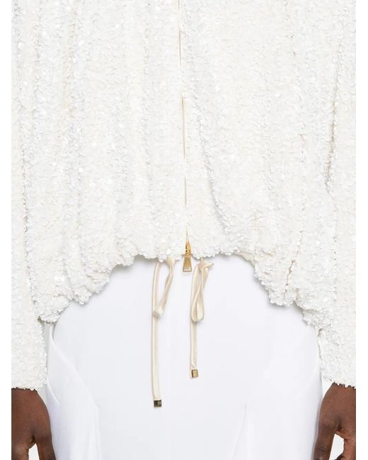 Vivetta White Veste Zippée À Sequins