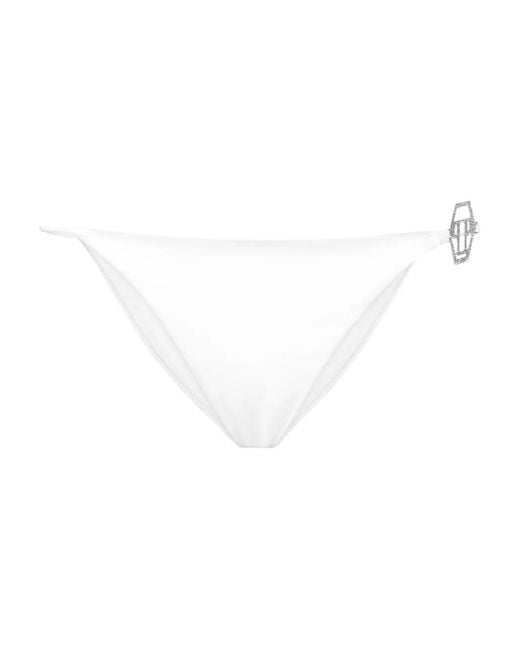Philipp Plein White Swimwear Bottom Slip Crystal