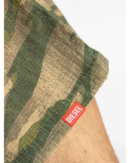 DIESEL Green Logo-Print Swim Shorts for men