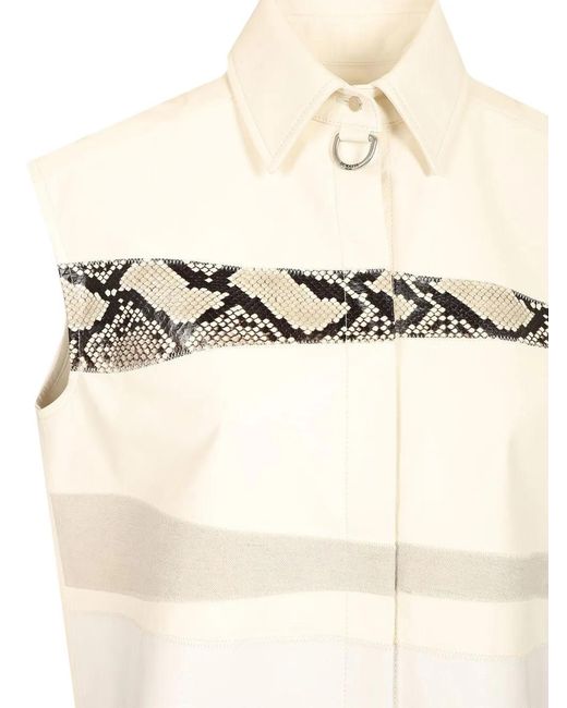 DURAZZI MILANO Natural Snakeskin-Panelled Sleeveless Shirt